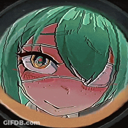 A Drawing Of A Girl With Green Hair GIF