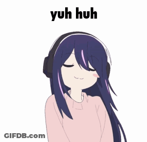 A Drawing Of A Girl With Headphones And The Words Yuh Huh GIF