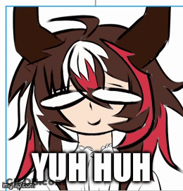 A Drawing Of A Girl With Horns And The Words Yuh Huh On The Bottom GIF