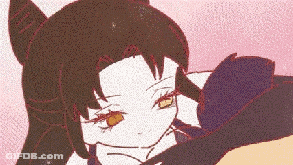 A Drawing Of A Girl With Horns On Her Head . GIF