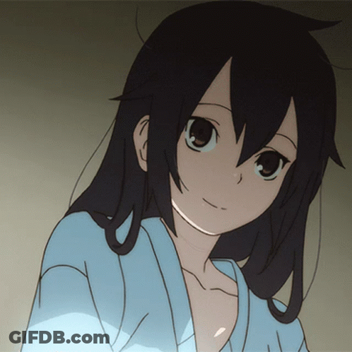 A Drawing Of A Girl With Long Black Hair GIF
