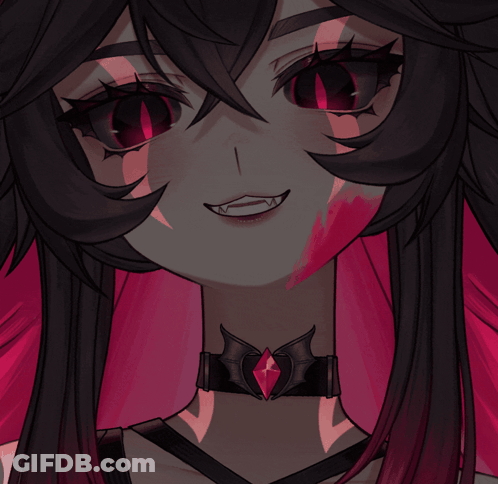 A Drawing Of A Girl With Long Black Hair And A Choker Around Her Neck GIF