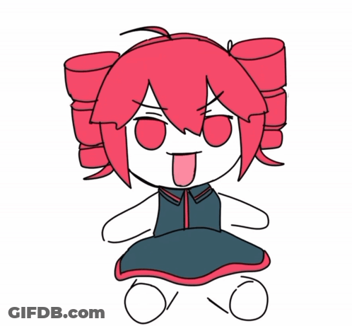A Drawing Of A Girl With Pink Hair And A Black Dress GIF