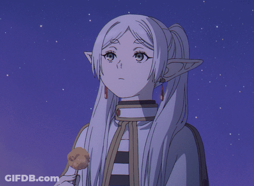 A Drawing Of A Girl With Ponytails Looking Up At The Stars GIF