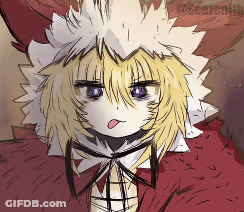 A Drawing Of A Girl With Purple Eyes And A Red Cape Has The Hashtag @Sczenish On The Bottom GIF