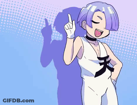 A Drawing Of A Girl With Purple Hair And A Choker GIF