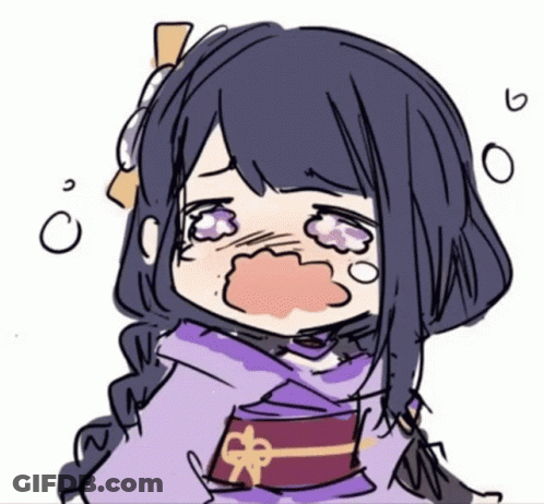 A Drawing Of A Girl With Purple Hair And A Purple Kimono GIF