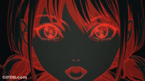 A Drawing Of A Girl With Red Eyes GIF