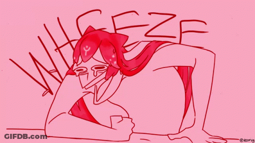 A Drawing Of A Girl With Red Hair And A Smiley Face On Her Forehead GIF