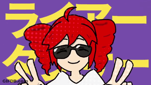 A Drawing Of A Girl With Red Hair And Sunglasses GIF