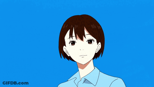 A Drawing Of A Girl With Short Brown Hair GIF