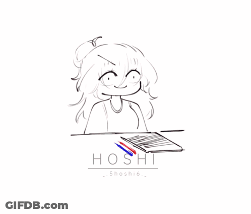 A Drawing Of A Girl With The Name Hoshi On The Bottom Right GIF