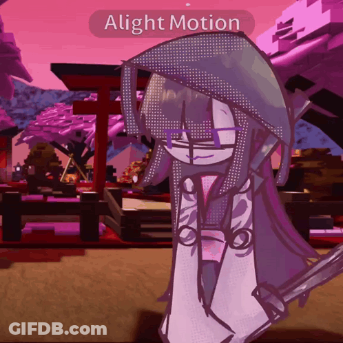A Drawing Of A Girl With The Word Alight Motion On The Top GIF