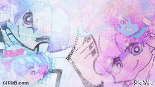 A Drawing Of A Girl With The Word " Picmix " At The Bottom GIF