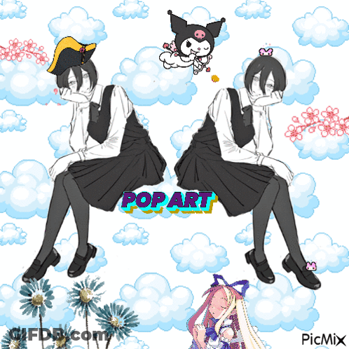 A Drawing Of A Girl With The Word Pop Art On The Bottom GIF