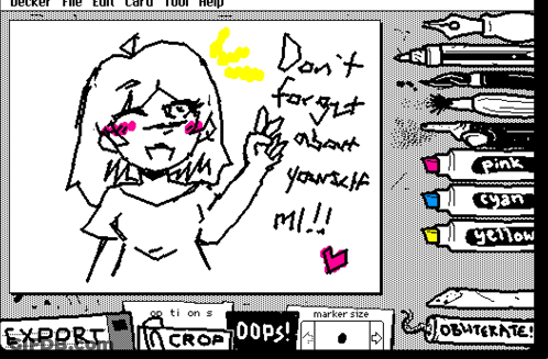 A Drawing Of A Girl With The Words " Don T Forget About Yourself " GIF