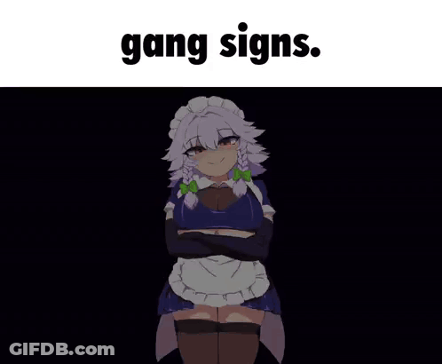 A Drawing Of A Girl With The Words Gang Signs On The Bottom GIF