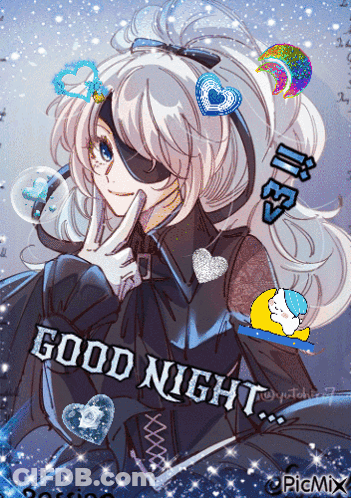 A Drawing Of A Girl With The Words Good Night Written On It GIF