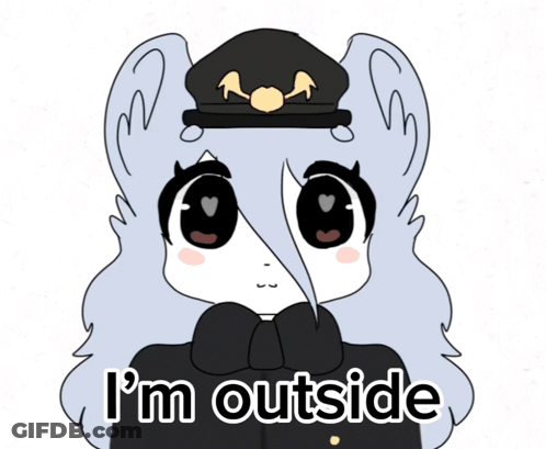 A Drawing Of A Girl With The Words I 'M Outside GIF