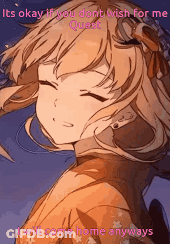 A Drawing Of A Girl With The Words " It 'S Okay If You Dont Wish For Me Quest " GIF