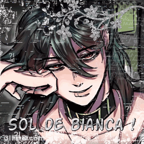 A Drawing Of A Girl With The Words Sol De Bianca Written Below Her GIF