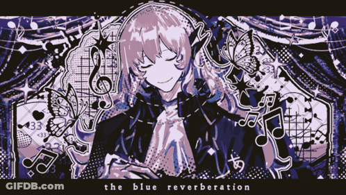 Girl Drawing With The Blue Reverberation Text GIF