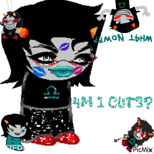 A Drawing Of A Girl With The Words " What Now ? " On The Bottom GIF