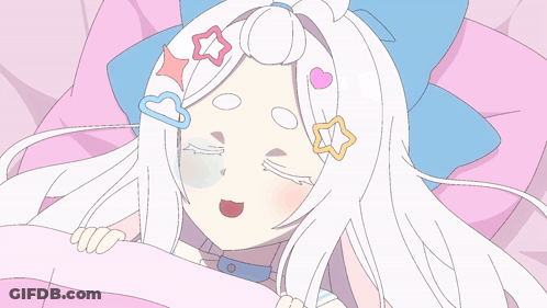 A Drawing Of A Girl With White Hair And A Star On Her Head GIF