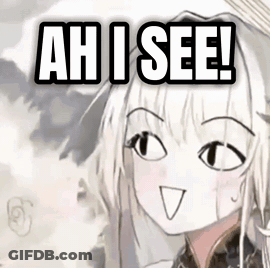 A Drawing Of A Girl With White Hair And The Words Ah I See GIF