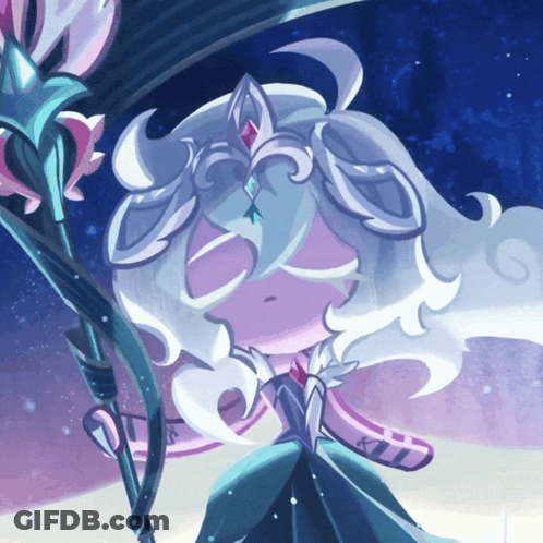 A Drawing Of A Girl With White Hair Holding A Spear GIF