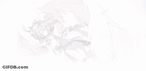 A Drawing Of A Girl With White Wings Laying On The Ground GIF
