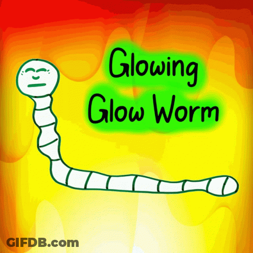 A Drawing Of A Glowing Glow Worm On A Bright Yellow Background GIF