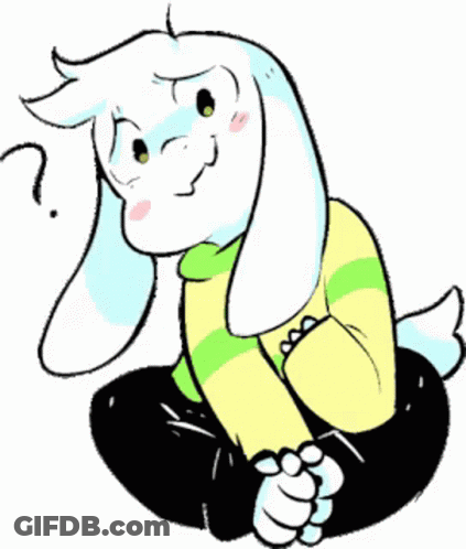 A Drawing Of A Goat Sitting Down With A Question Mark On Its Head . GIF