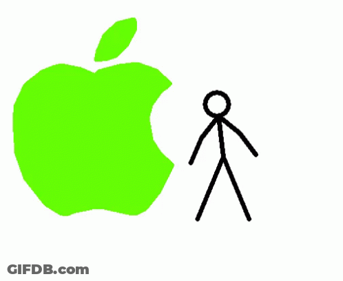 A Drawing Of A Green Apple With A Black Line Going Through It GIF