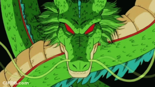 A Drawing Of A Green Dragon With Red Eyes And A Long Tail GIF
