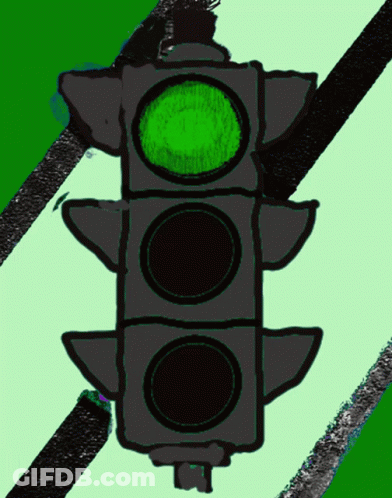 A Drawing Of A Green Traffic Light On A Green And Black Background GIF