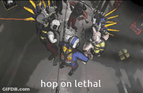 A Drawing Of A Group Of People With The Words Hop On Lethal At The Top GIF