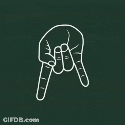 A Drawing Of A Hand Making A Devil Horns Sign GIF