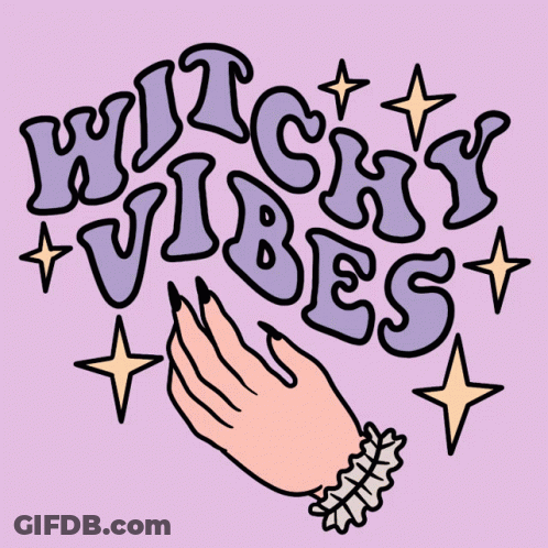 A Drawing Of A Hand With The Words Witchy Vibes GIF