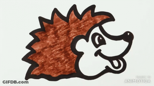 A Drawing Of A Hedgehog With Its Tongue Out Made In Animatica GIF