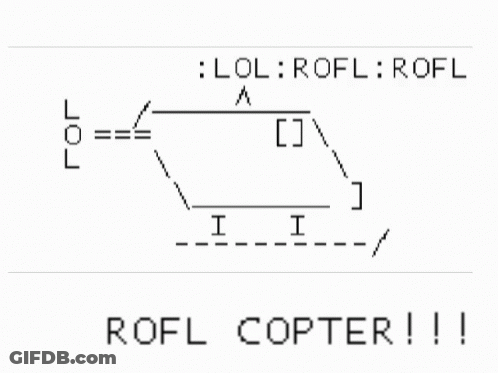 A Drawing Of A Helicopter Says Rofl Copter !!! GIF