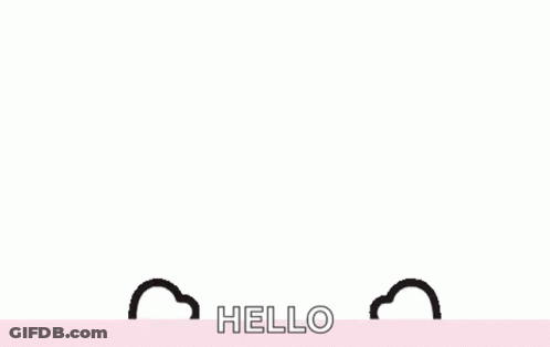 A Drawing Of A Hello Kitty With A Red Bow On Her Head GIF