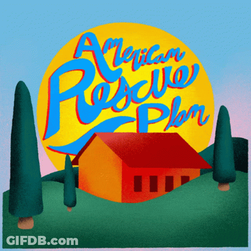 Drawing Of House With American Rescue Plan GIF