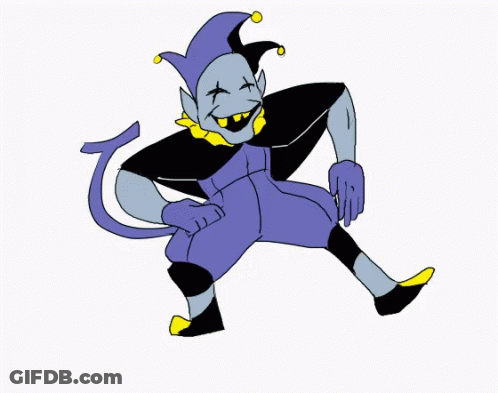 A Drawing Of A Jester With A Tail And A Hat GIF