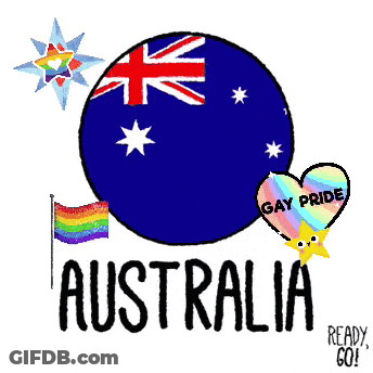 A Drawing Of A Kangaroo With A Rainbow Flag And The Words Australia GIF