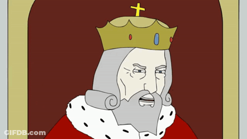 A Drawing Of A King With A Beard And A Crown GIF