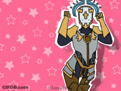 A Drawing Of A Knight With A Cross On His Head And The Name Lazy Mav On The Bottom Right GIF