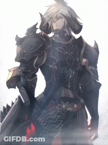 A Drawing Of A Knight With Horns And Armor GIF