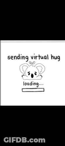 A Drawing Of A Koala Bear With The Words Sending Virtual Hug Loading Below It GIF