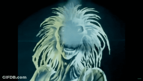 A Drawing Of A Lion With A Blue Background And A Youtube Logo GIF